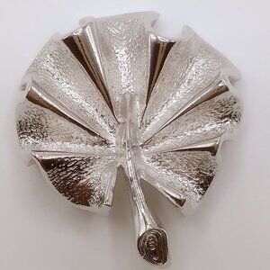 Vintage Sarah Coventry Brooch Silver-Tone 3D Floral Leaf Textured Lapel Pin
